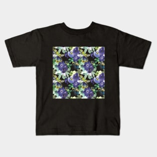 purple watercolor flowers art design Kids T-Shirt